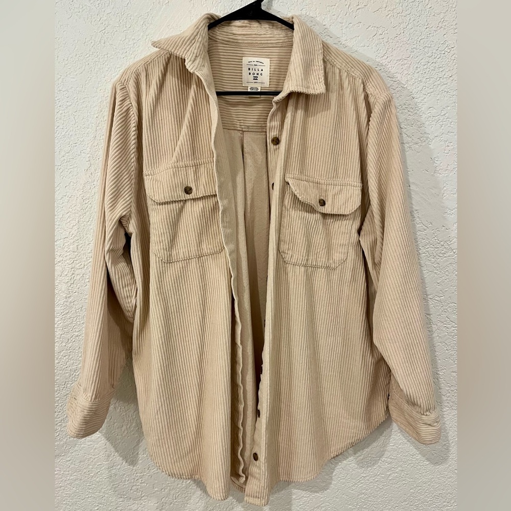 Billabong Oversized Tan Corduroy Button-Up